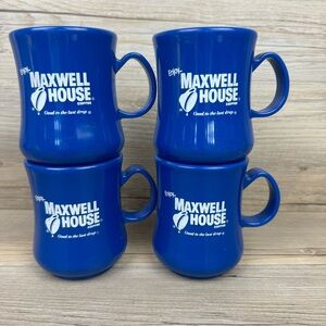 Maxwell House Blue Diner Heavy Plastic
Coffee Cups, Set of 4 Vintage 1981